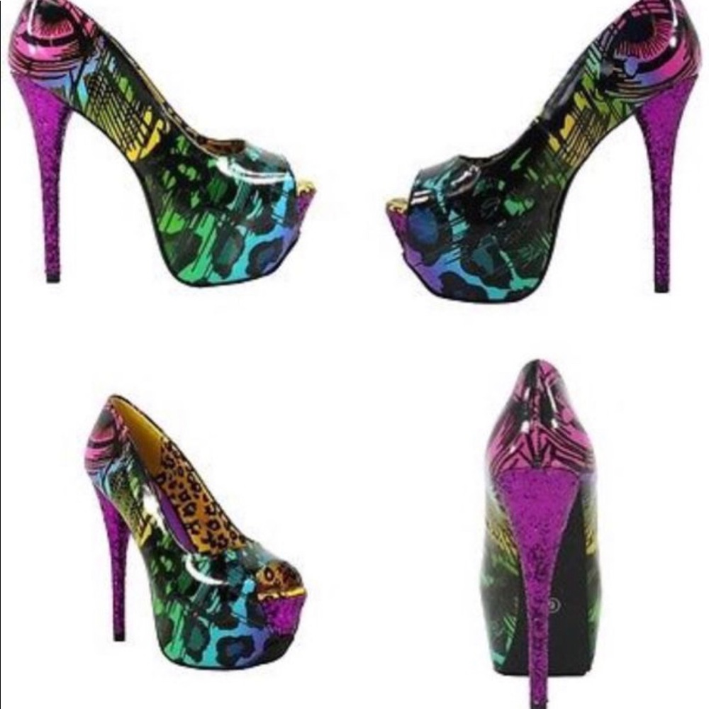 Too fast mega heel leopard eye